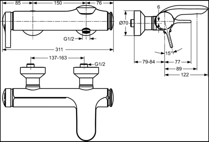 Смеситель для ванны Ideal Standard Melange хром A4271AA (детальная фотография), для ванны