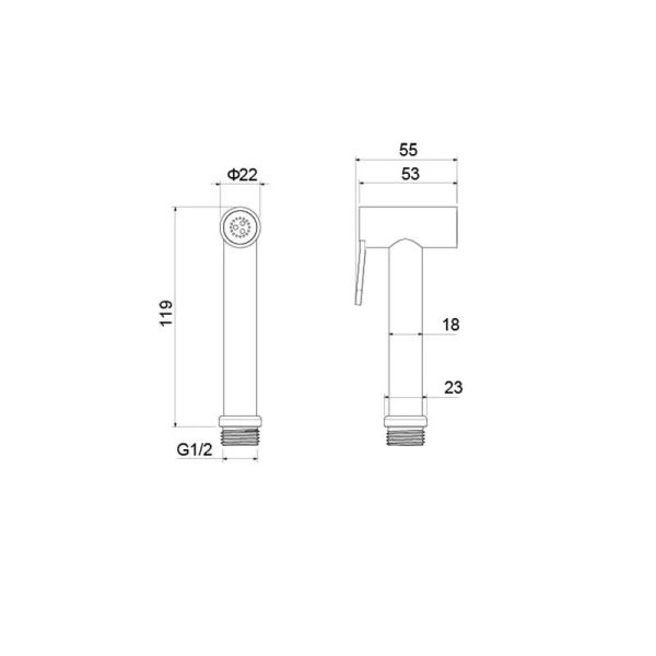 Гигиенический душ Акватек хром AQ2057CR (детальная фотография), с лейкой
