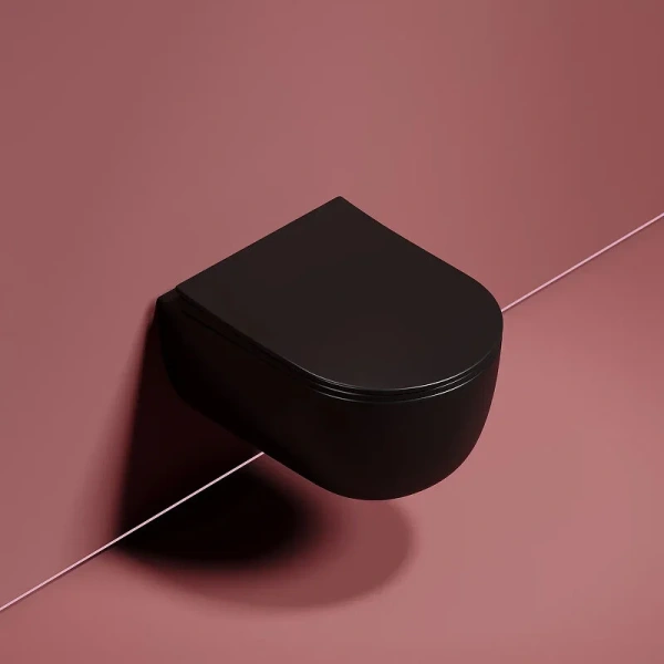 Унитаз подвесной Ceramica Nova Modena чёрный матовый CN6063MB (детальная фотография), без бачка, со скрытым бачком