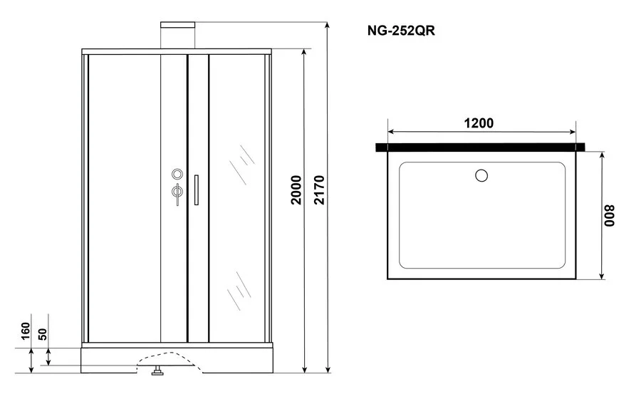 Душевая кабина Grossman Elegans 120x80 см стекло прозрачное GR252Q (детальная фотография), прямоугольные