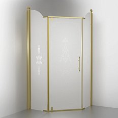 Душевой уголок Migliore Diadema Penta 100х100 см профиль золото стекло матовое декорированное