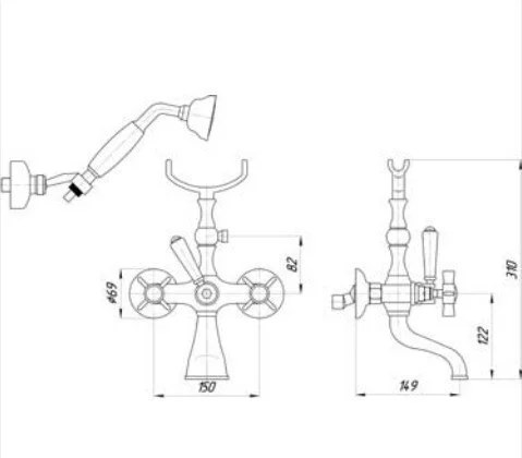 Смеситель для ванны Migliore Princeton состаренный хром 19366 (детальная фотография), для ванны