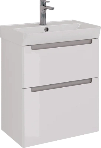 Тумба под раковину подвесная Lemark Buno 60 см белый глянец - фото 1