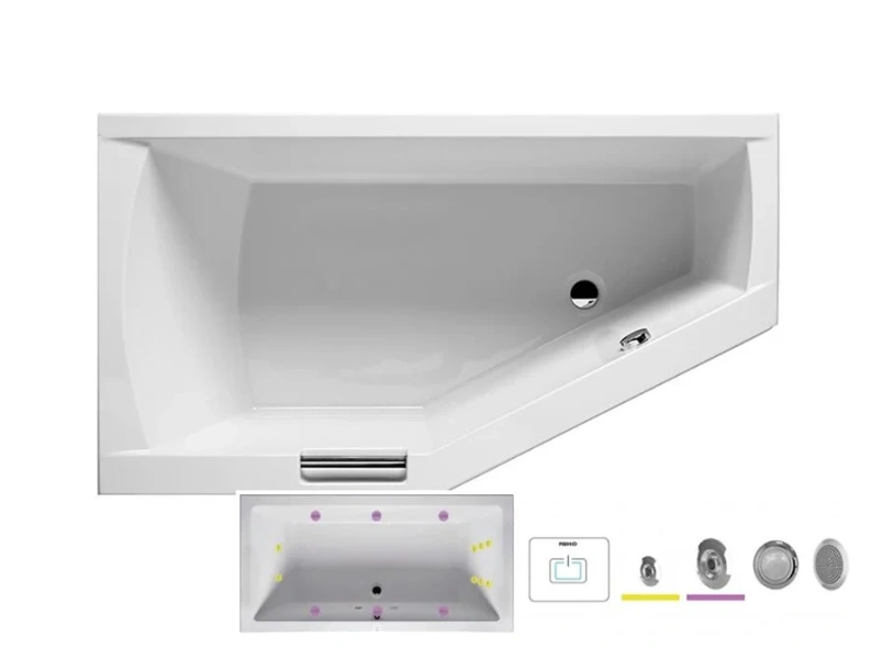Ванна гидромассажная Riho Geta 160 x 90 см, FLOW, левая/правая BA8600500000000_FLOW (детальная фотография), с гидромассажем