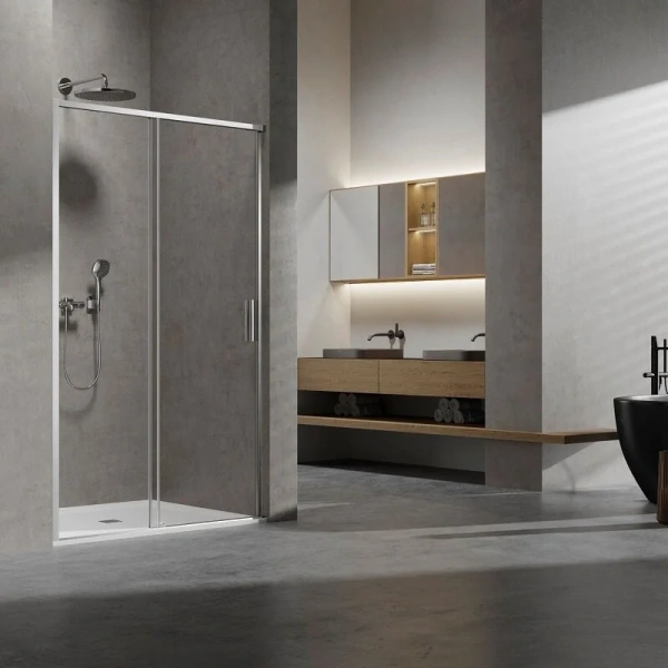 Душевая дверь в нишу Vincea Slim 130 см профиль хром стекло прозрачное VDS-6SL130CL (детальная фотография)