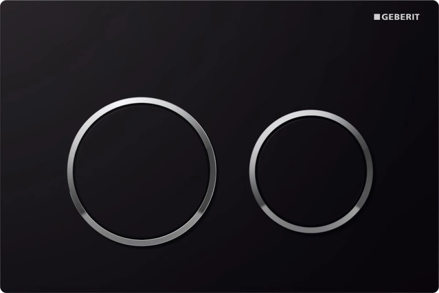 Клавиша смыва Geberit Omega 20 черный/кольца хром глянец 115.085.KM.1 (детальная фотография)
