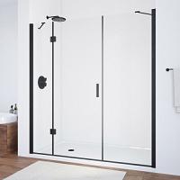 Душевая дверь профиль черный матовый стекло прозрачное Vegas-glass