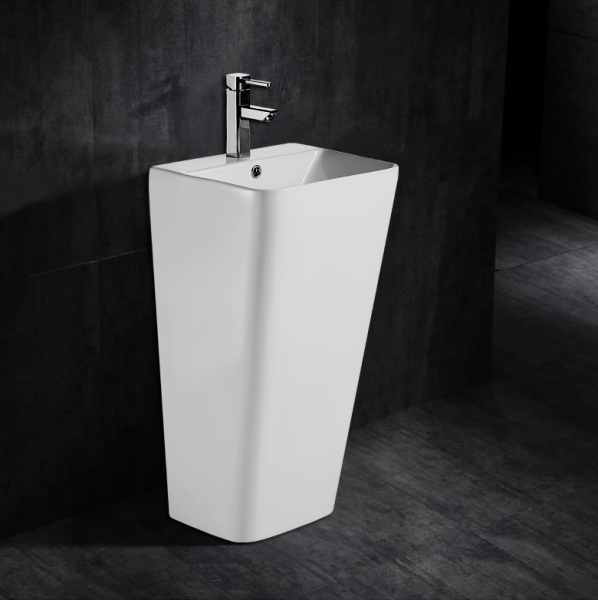 Раковина напольная Azario Fretta Square 44 см белая AZ-302 (детальная фотография), современные, hi-tech