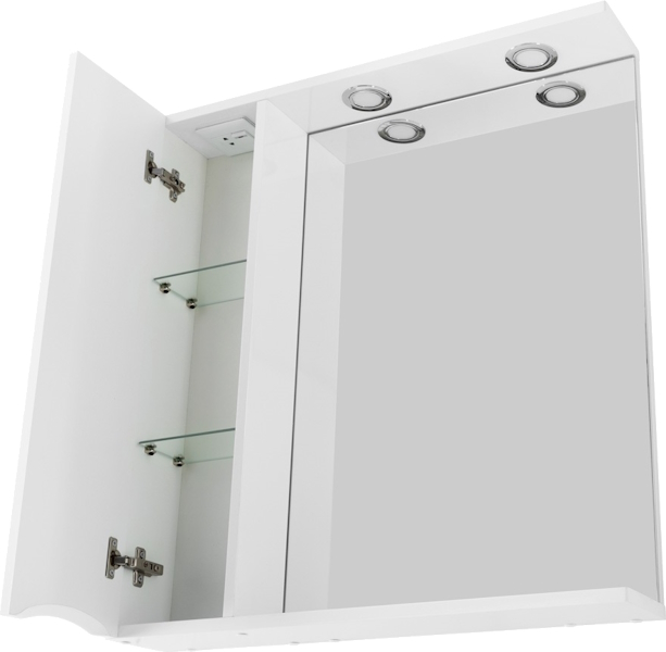 Зеркальный шкаф с подсветкой BelBagno Marino 60 см левосторонний MARINO-SPC-600/750-1A-BL-P-L (детальная фотография), белые