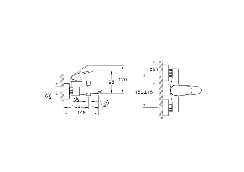 Смеситель для ванны VitrA Flow Round однорычажный A43057EXP (детальная фотография), для ванны