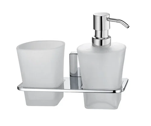 Стакан для ванной и дозатор для мыла WasserKRAFT Leine хром K-5089 (детальная фотография)