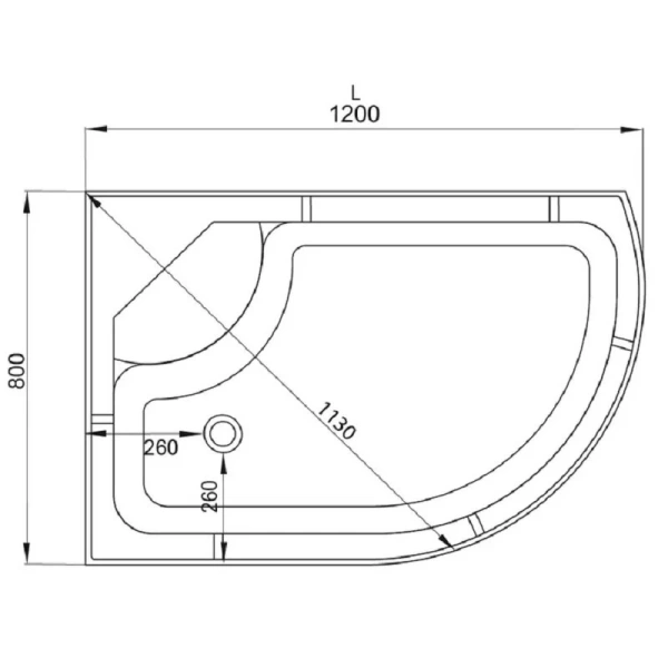 Душевая кабина Deto D 120х80 см левая D120SL (детальная фотография), с высоким, глубоким поддоном, глубокий поддон