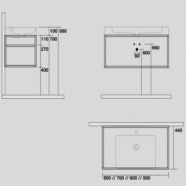 Раковина Kerasan Cento 60 см белая 353101*1 (детальная фотография), подвесные, на полупьедестал, на пьедестал, пристенные