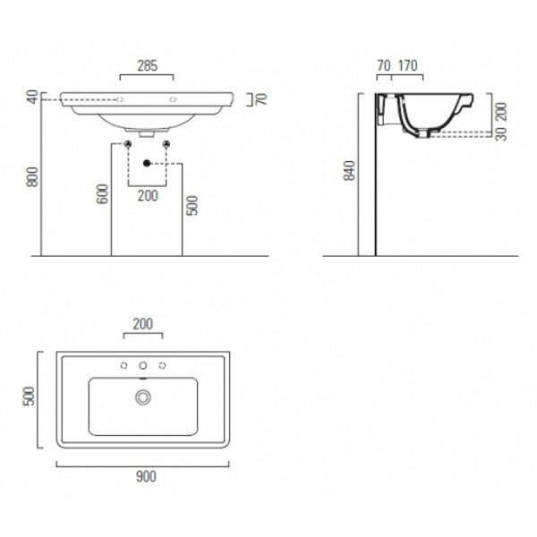 Схема (детальная фотография), подвесные, на пьедестал, пристенные