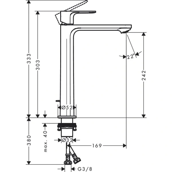 Смеситель для раковины Hansgrohe Rebris хром 72581000 (детальная фотография), для раковины