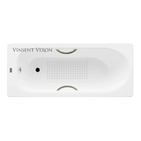Чугунная ванна Vinsent Veron Soissons VCN1707042H/VH0015BR-AS, 170 x 70 см, с антискользящим покрытием, ручки бронза, цвет белый (детальная фотография)