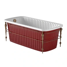 Ванна из искусственного камня Migliore Olivia Console 174х80 см красная, консоль бронза