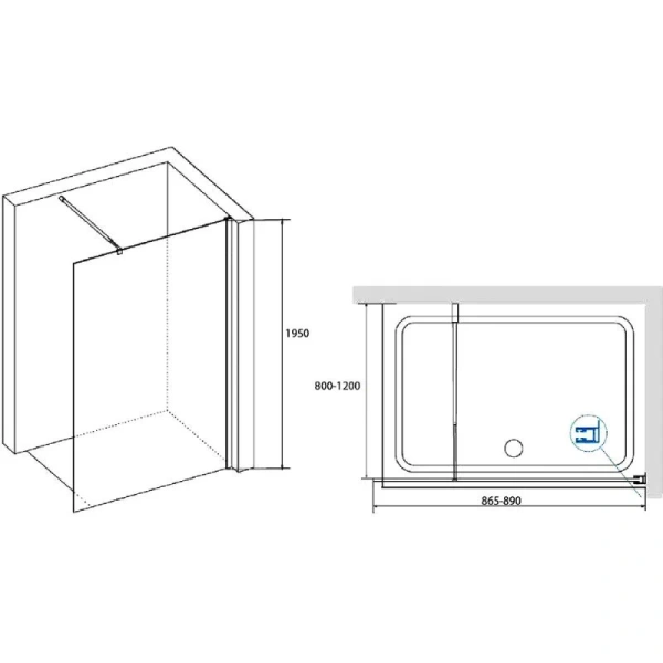 Душевая перегородка RGW Walk In WA-02-1 90 см профиль хром стекло рифленое 411002109-41 (детальная фотография), современные, hi-tech