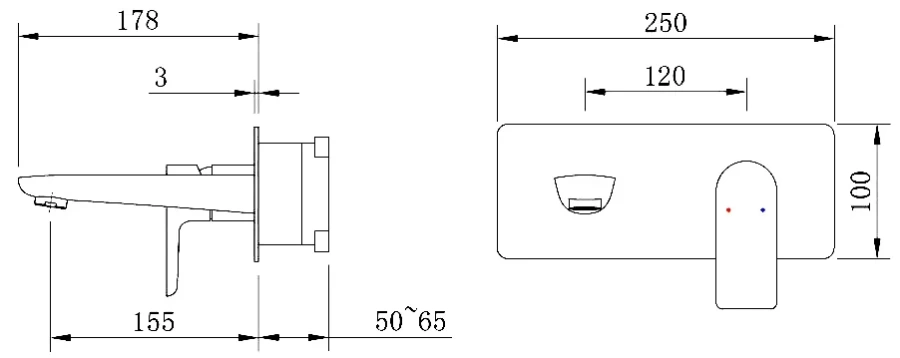 Смеситель для раковины Berges Ventas S оружейная сталь 076013 (детальная фотография), из латуни, из нержавеющей стали, прямоугольная форма