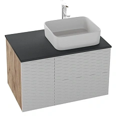 Тумба под раковину подвесная Grossman Альба 80 см веллингтон/белая