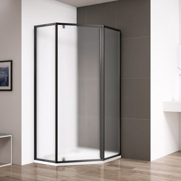 Душевой уголок Cezares Eco 90x90 см стекло рифленое профиль черный ECO-O-P-1-90-P-NERO (детальная фотография)