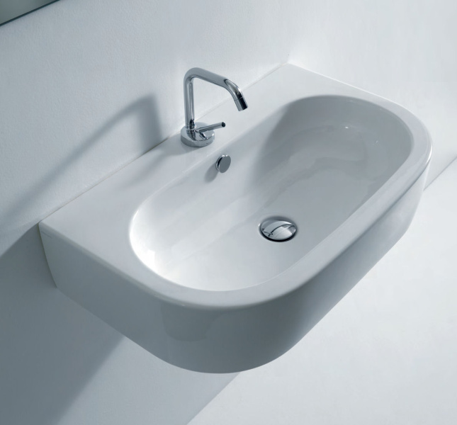 Раковина с отверстием под смеситель Kerasan Flo 3150bi*1 315001*1 (детальная фотография), подвесные, накладные (на столешницу), пристенные