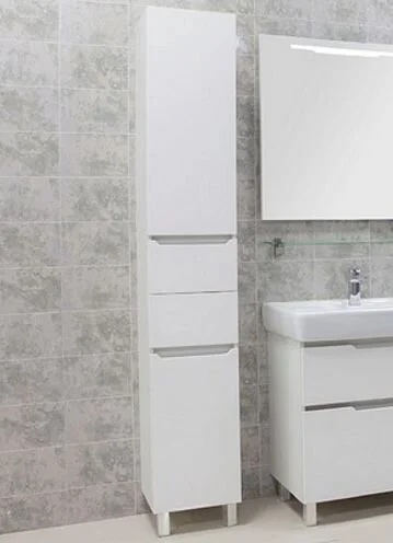 Шкаф-пенал напольный Акватон Дакота 34 см белый/выбеленное дерево 1A203203DAAY0 (детальная фотография)