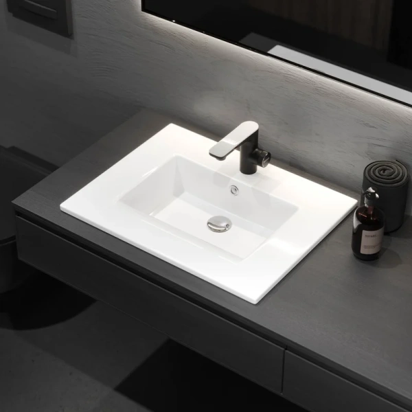 Раковина BERGES Ego 60 см белая 182004 (детальная фотография), подвесные, пристенные