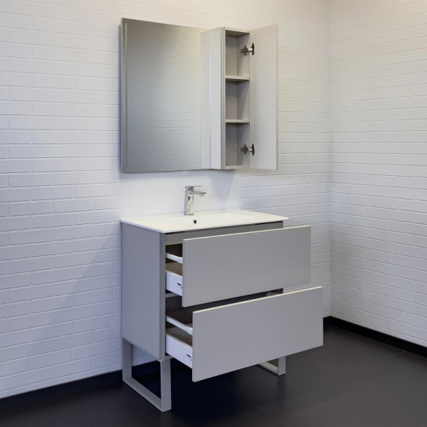 Тумба с раковиной Comforty Бильбао 80Н 80 см серый шёлк 00-00017176CF (детальная фотография), современная, hi-tech