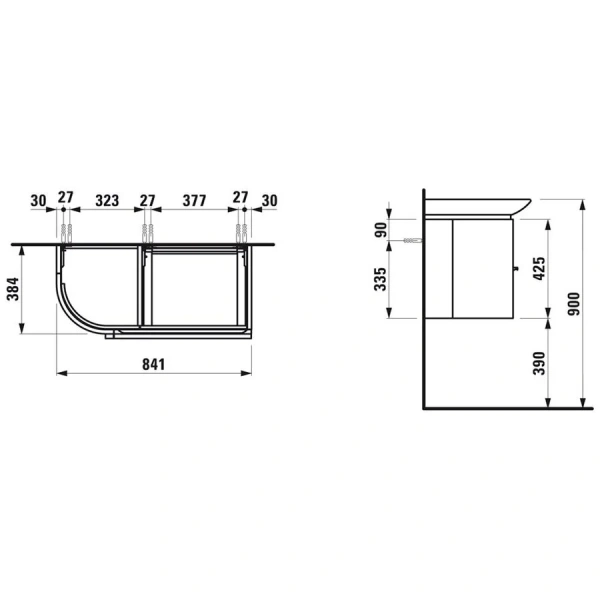 Тумба под раковину подвесная Laufen Case 85 см белый матовый 4.0153.2.075.463.1 (детальная фотография), в наличии