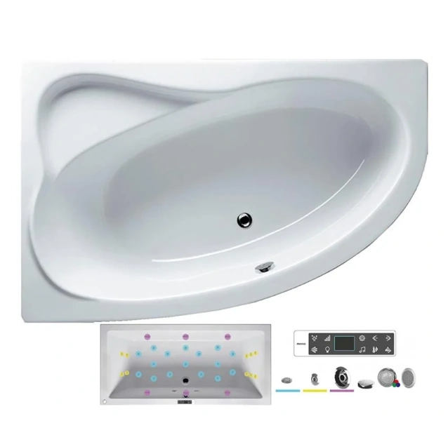 Ванна гидромассажная Riho Lyra 170 x 110 см, BLISS, левая/правая BA6400500000000_BLISS (детальная фотография), с гидромассажем