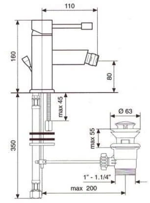 Смеситель для биде Emmevi Eden 71004 71004CR (детальная фотография), для биде