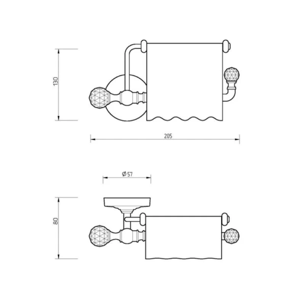 Бумагодержатель Migliore Amerida золото 16594 (детальная фотография), классические, ретро, с кристаллами swarovski, декорированные