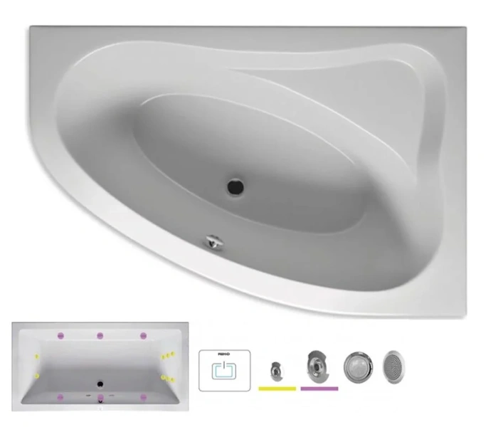 Ванна гидромассажная Riho Lyra 153 x 100 см, FLOW, левая/правая BA6700500000000_FLOW (детальная фотография)