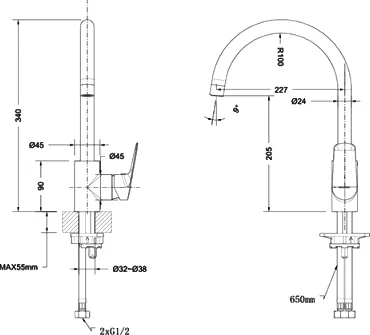 Смеситель для кухни Bravat Rhein черный матовый F7429564BW-ENG (детальная фотография), для кухни