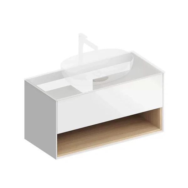 Тумба под раковину подвесная Kerama Marazzi Plaza Modern 100 см белая PLB.M.100.1\WHT.V (детальная фотография), классика, ретро