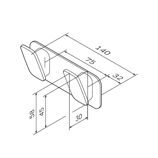 Крючок для ванной Am.Pm Inspire 2.0 двойной A50A35622 (детальная фотография), современные, hi-tech