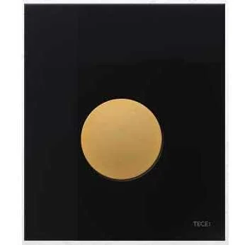 Клавиша смыва для писсуара, цвет стекла чёрный, цвет кнопки золото, Tece TECEloop 9242658 (детальная фотография)