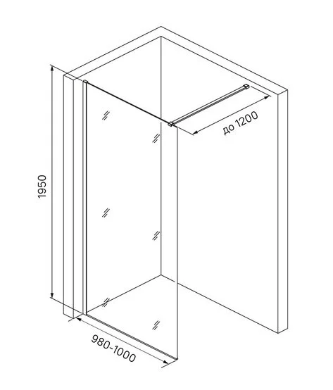 Душевая перегородка IDDIS Slide Walk In 100 см хром SLI8CS0i23 (детальная фотография), современные, hi-tech
