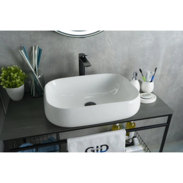 Раковина GID Geometrico N9243 56 см белая 51135 (детальная фотография), белые