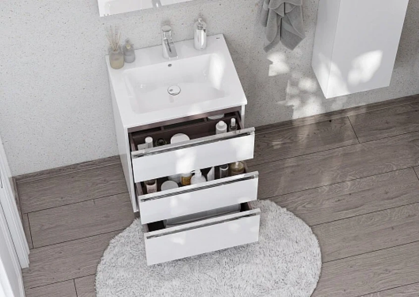 Тумба с раковиной Roca The Gap 857552806 60 см 3 выдвижных ящика (детальная фотография), окрашенные