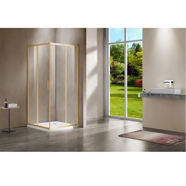 Душевой уголок Vincea Garda 90х90 см брашированное золото стекло прозрачное VSS-1G900CLG (детальная фотография), современные, hi-tech