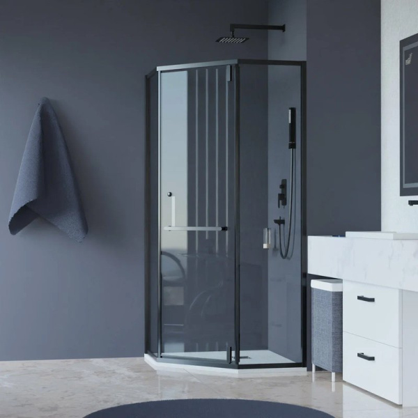 Душевой уголок RGW Hotel HO-084B 100x100 см профиль черный стекло прозрачное 350608400-14 (детальная фотография), современные, hi-tech
