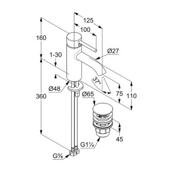Смеситель для раковины Kludi Bozz белый матовый 382665376 (детальная фотография), для раковины