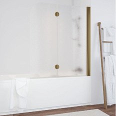 Душевая шторка на ванную профиль бронза стекло шиншилла Vegas-glass