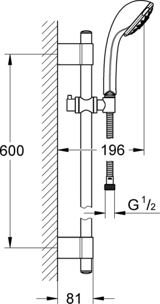 Душевой гарнитур Grohe Relexa Five хром 28964001 (детальная фотография), нет в наличии