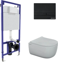 Унитаз с инсталляцией BERGES Ego клавиша смыва черная