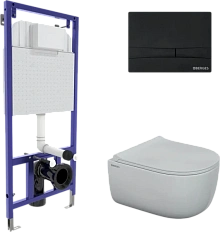 Унитаз с инсталляцией BERGES Ego клавиша смыва черная