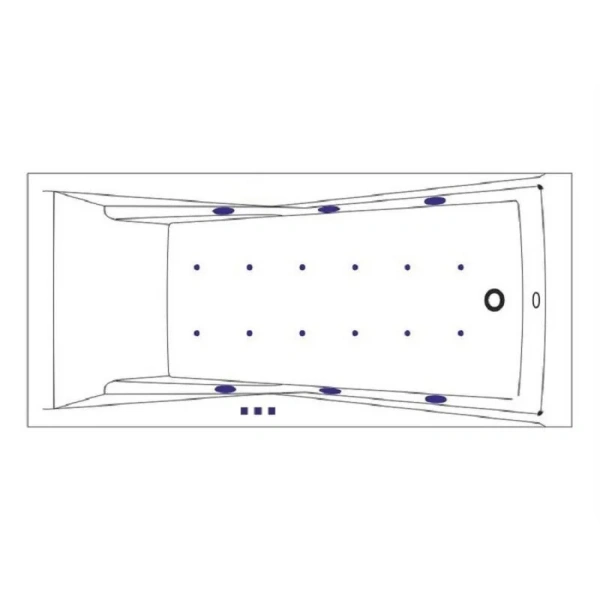 Ванна гидромассажная Whitecross Palace 0104.180080.100.RELAX.GL, 180 x 80 см, форсунки золото (детальная фотография), современныe, hi-tech