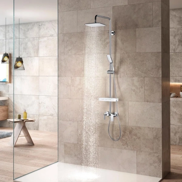 Душевая стойка Lemark Tropic хром LM7002C (детальная фотография), хром, белые